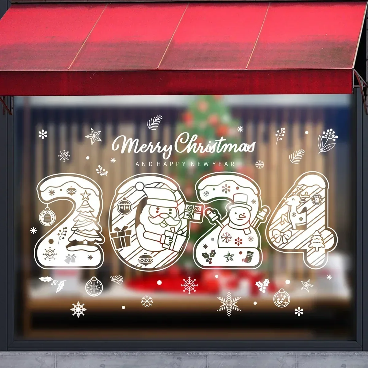 Christmas Glass Stickers Home Decor Ornaments Xmas Snowflake Santa Claus Door Shop Window Sticker New Year Christmas Decoration