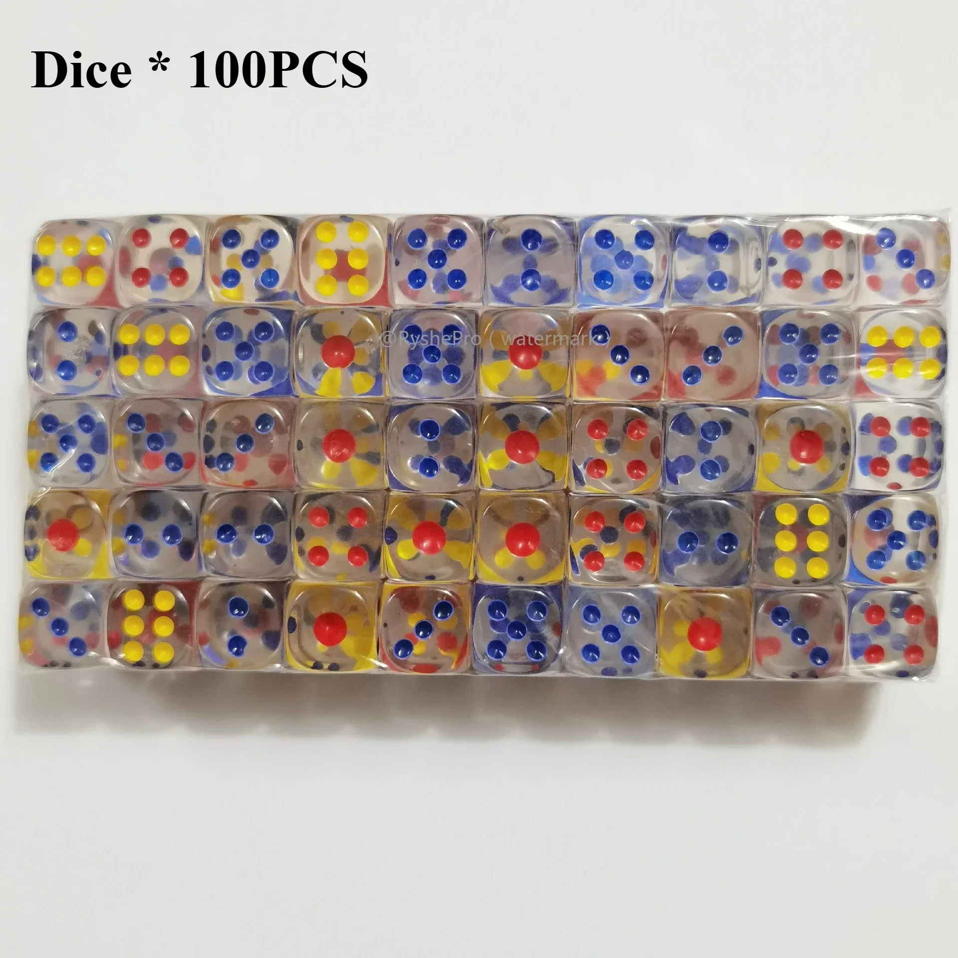 Colorful 100-Piece Acrylic Dice Set - 14mm Standard 6-Sided Dice for Games, Parties, and Classroom Activities