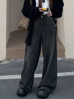2024 Ropa Y2K Fashion Vintage Striped Wide Leg Baggy Jeans Pants For Women Clothes Straight Washed Black Casual Lady Trousers - Image 4
