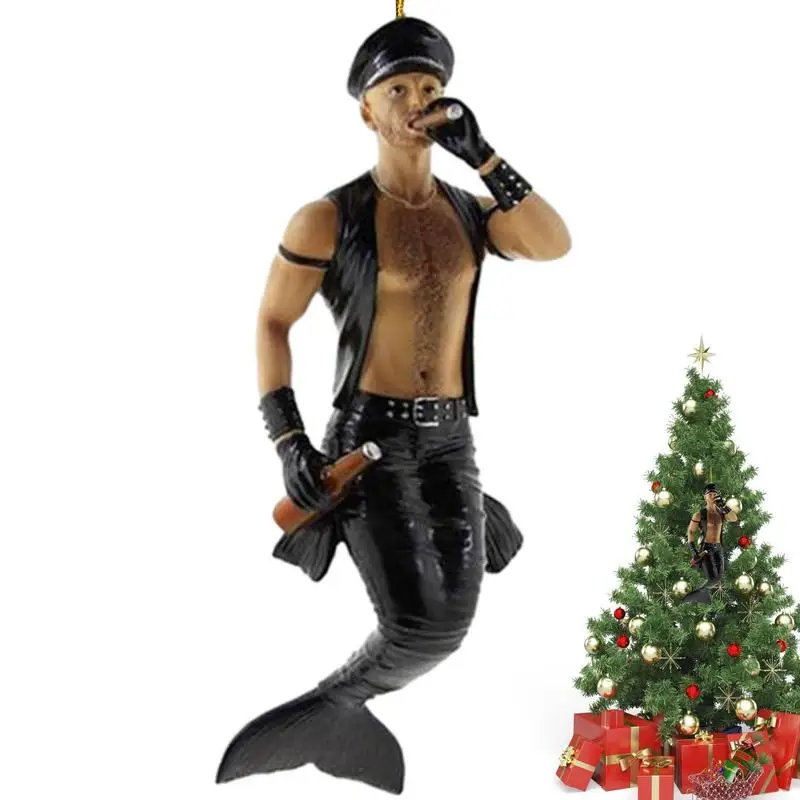 Christmas Decoration Navidad Christmas Tree Merman Pendants Male Mermaid Ornament Home Office Acrylic Decor New Year Craft Gifts