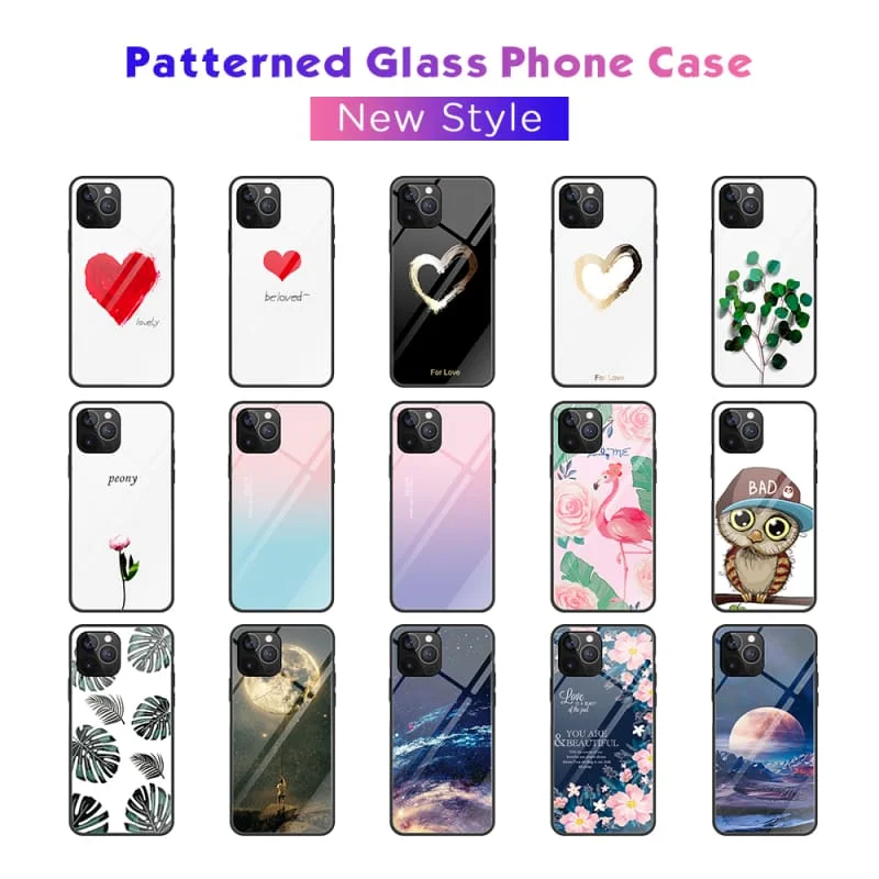 Painted glass case for IPHONE12 12PRO 11 11PRO XS XR XSMAX anti-fall protective cover IPHONE 12promax 6 6S 7 8PLUS phone case