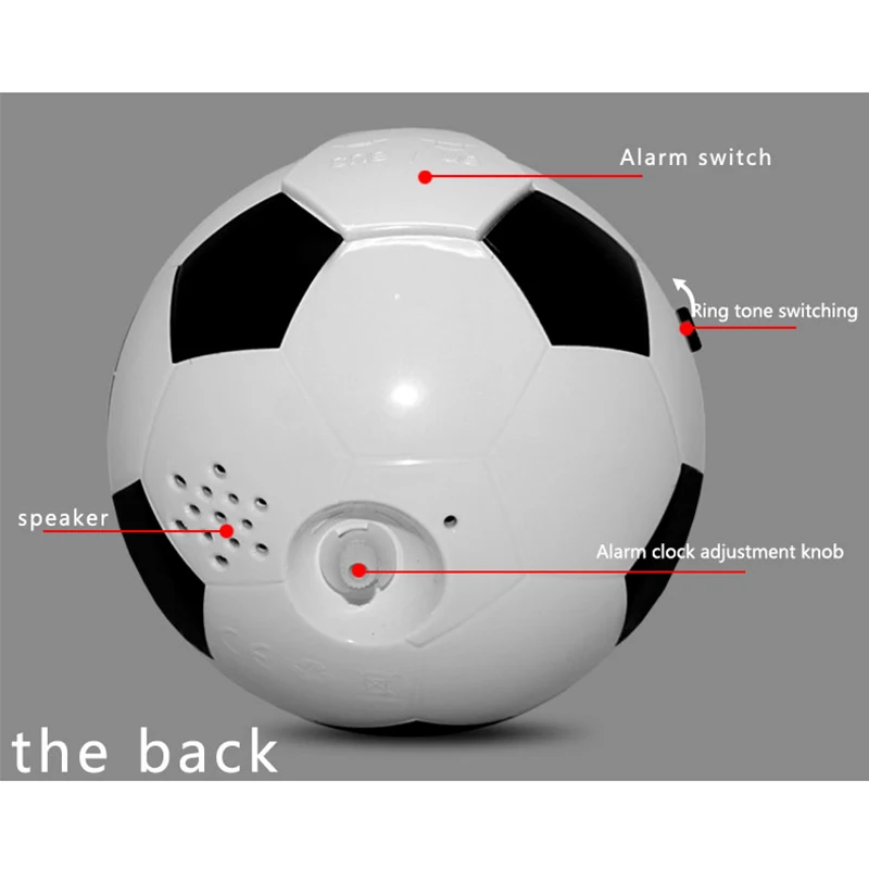 Football Creative Table Clock Simplified Student Silent Alarm Clock Home Desktop Cute Children's Cartoon Fun Time English Clock