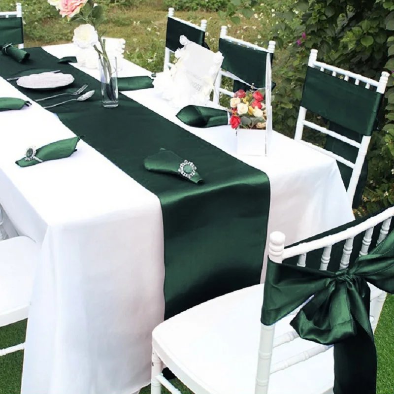 

Satin Banquet Wedding Table Runners Solid Color Luxury Table Decor Dining Table Cloth Christmas Wedding Party Romantic Decor