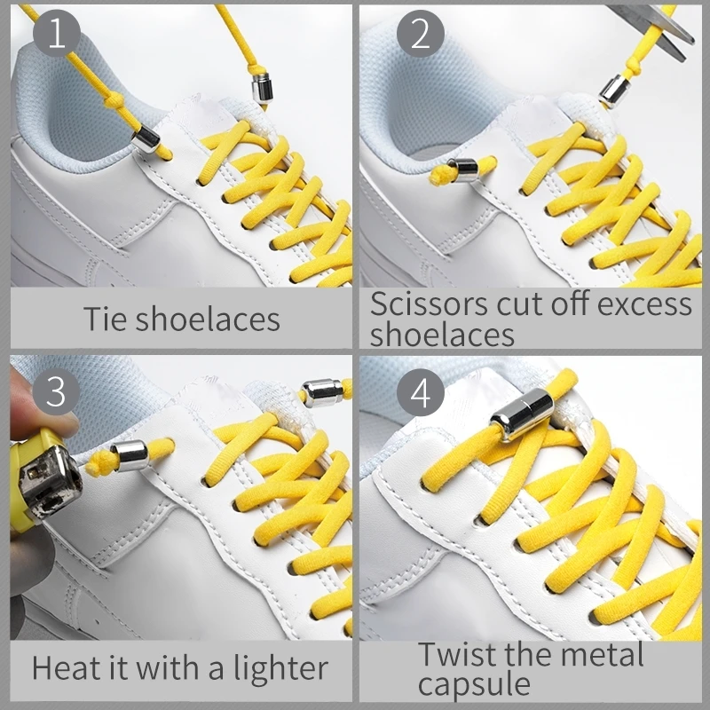 Elastic No Tie Shoelaces Metal Lock Shoe Laces Kids Adult Women Men Shoes lace Strings 1Pair shoelaces without ties shoe laces elastic shoelaces elastic shoe laces