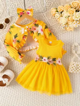 Baby Girl Waist Flower Dress & Coat 1