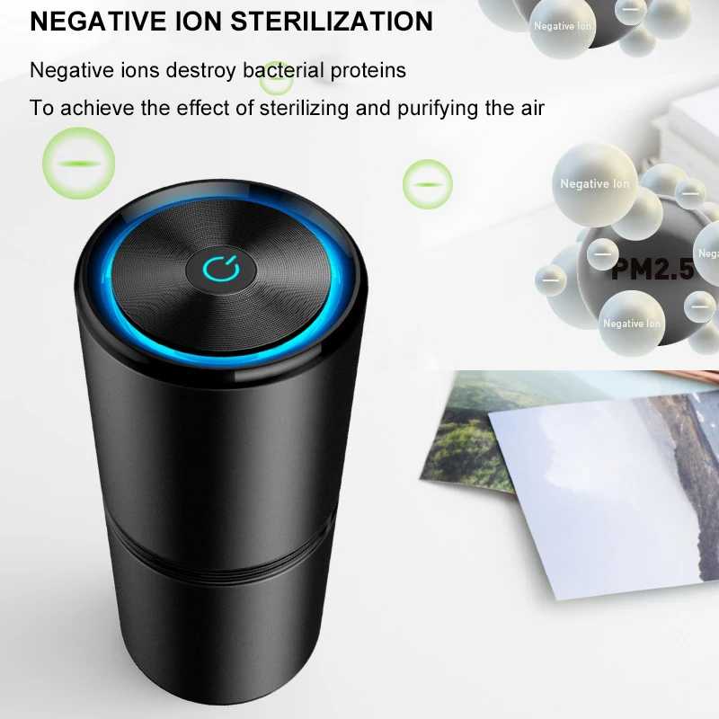 Negative Ion Air Purifier Vehicle Air Ozonizer Car Formaldehyde Eliminator Automotive Smoke Removal Deodorization Machine Alloy Air Purifier