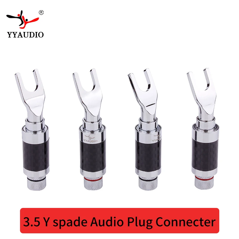 4 PCS Hifi Y Spade Plug High Performance Carbon Fiber Rhodium plated
