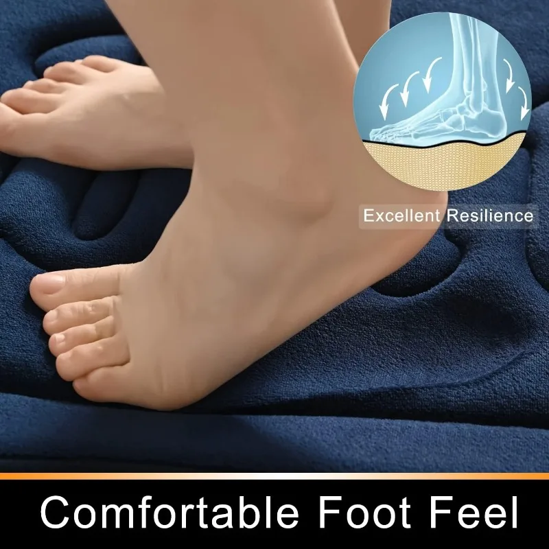 Plush Absorbent Bathroom Floor Mat - Soft, Anti-Slip, Flannel Water-Resistant Decor