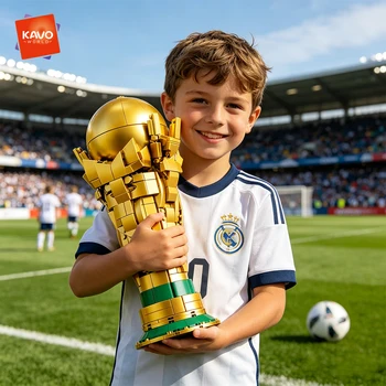 KAVOWORLD 2026 World Golden Football Trophy Building Blocks Set Soccer Champion Cup DIY Toy Home Bedroom Fans Gift For Boyfriend 1