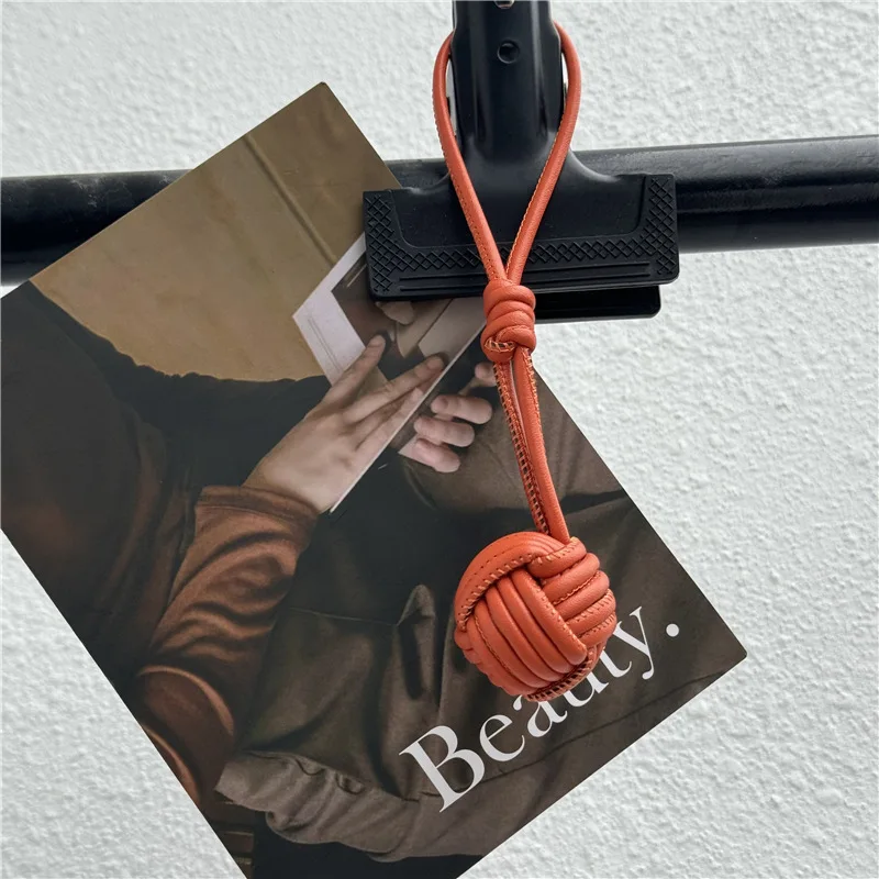 Handmade Luxury PU Leather Weave Ball Pendant - Fashionable Handbag Decoration Wholesale Gift