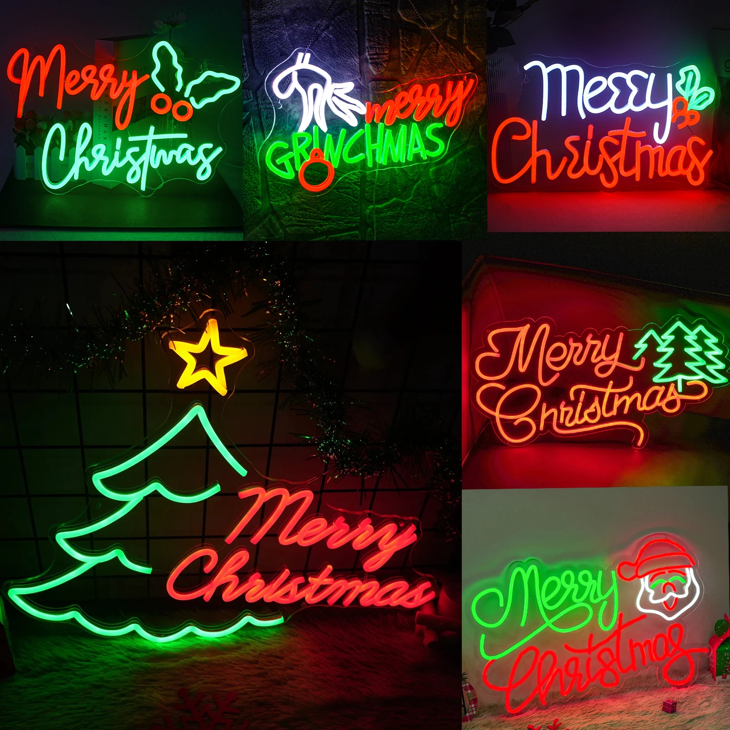 Merry Christmas Neon Sign Led Santa Hat Neon Lights for Light UP Signs Bedroom Home Party Christmas Series Atmosphere Wall Decor neon lightt led sign wedding style holiday party home room party bar store atmosphere neon art wall decor personality neon signs