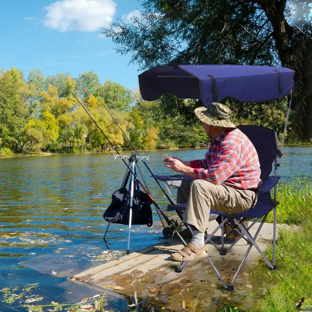 Folding Camping Chair Casual Sun Protection Beach Chair With Canopy Armrests Portable Recliner Chair For Camping Picnic Fishing 11 Folding Camping Chair Casual Sun Protection Beach Chair With Canopy Armrests Portable Recliner Chair For Camping Picnic Fishing 5