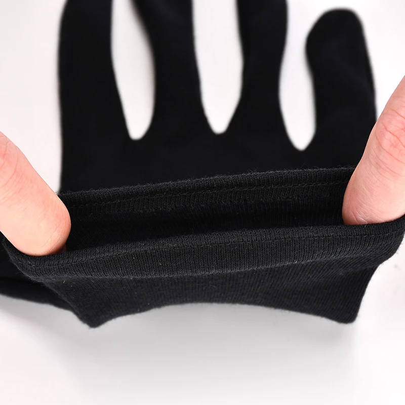 12 Pairs Black White Cotton Gloves Men Women Mittens Hand Gloves Soft  Stretchy Gloves for Jewelry Serving Work Household Gloves