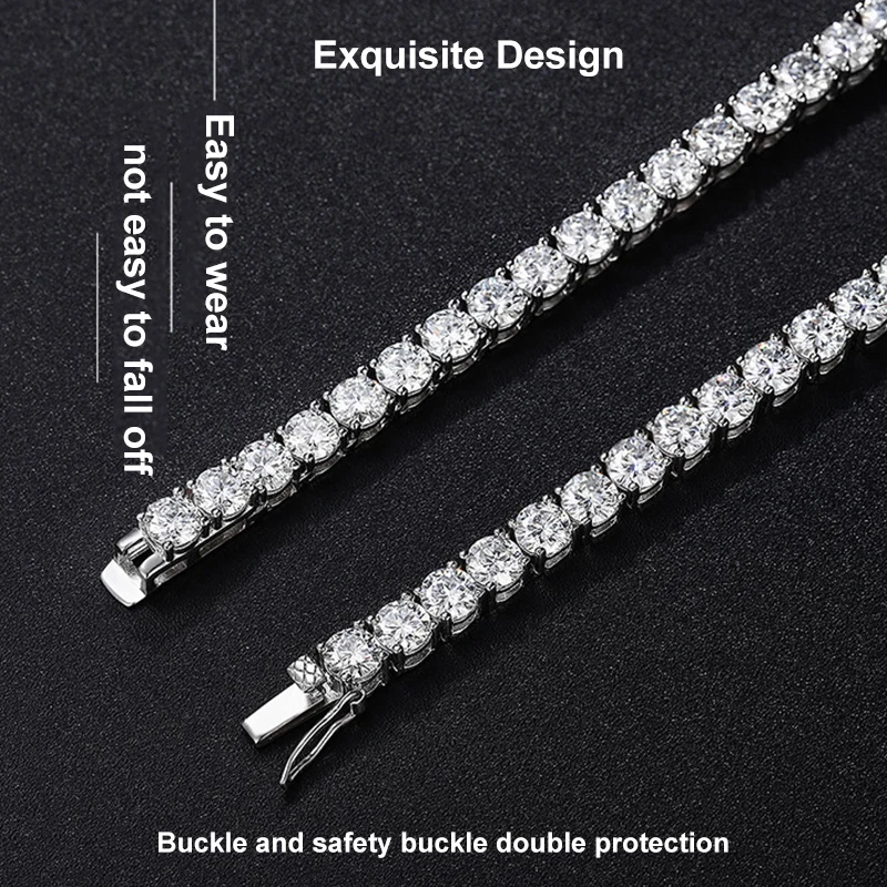 NeeTim 925 Sterling Silver Real Moissanite Tennis Necklace Bracelet for Women Men Lab Diamonds with GRA Certificate Neck Chain NeeTim 925 Sterling Silver Real Moissanite Tennis Necklace Bracelet for Women Men Lab Diamonds with GRA Certificate Neck Chain