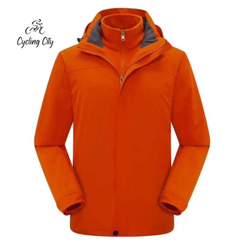 Cycling City Outdoor Two-piece Jacket Winter Fleece Thickened Warm Cycling Jacket Waterproof Windproof Detachable Hooded