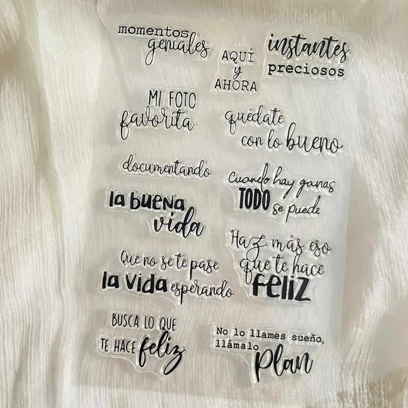 Spanish word daily phrase Clear Stamp Transparent Silicone Stamp Seal Sheet For Scrapbooking Photo Album Decoration clear stamps clear rubber stamps