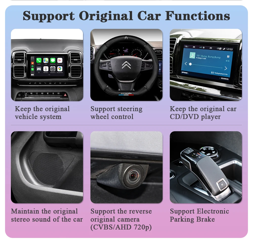 AUTOTOP Drahtlose CarPlay Für 7' 8' bildschirm Peugeot Citroen DS Opel NAC V850 208 2008 308 C4 C5 DS4 DS7 Airplay Link Android Auto – Detail 7