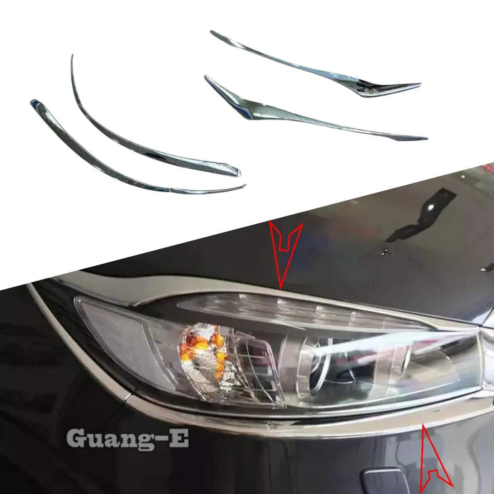 

For Kia Sorento L 2015 2016 2017 2018 Car Body Front Head Light Lamp Hood Eyebrow Frame Stick ABS Chrome Cover Trim Panel Frame
