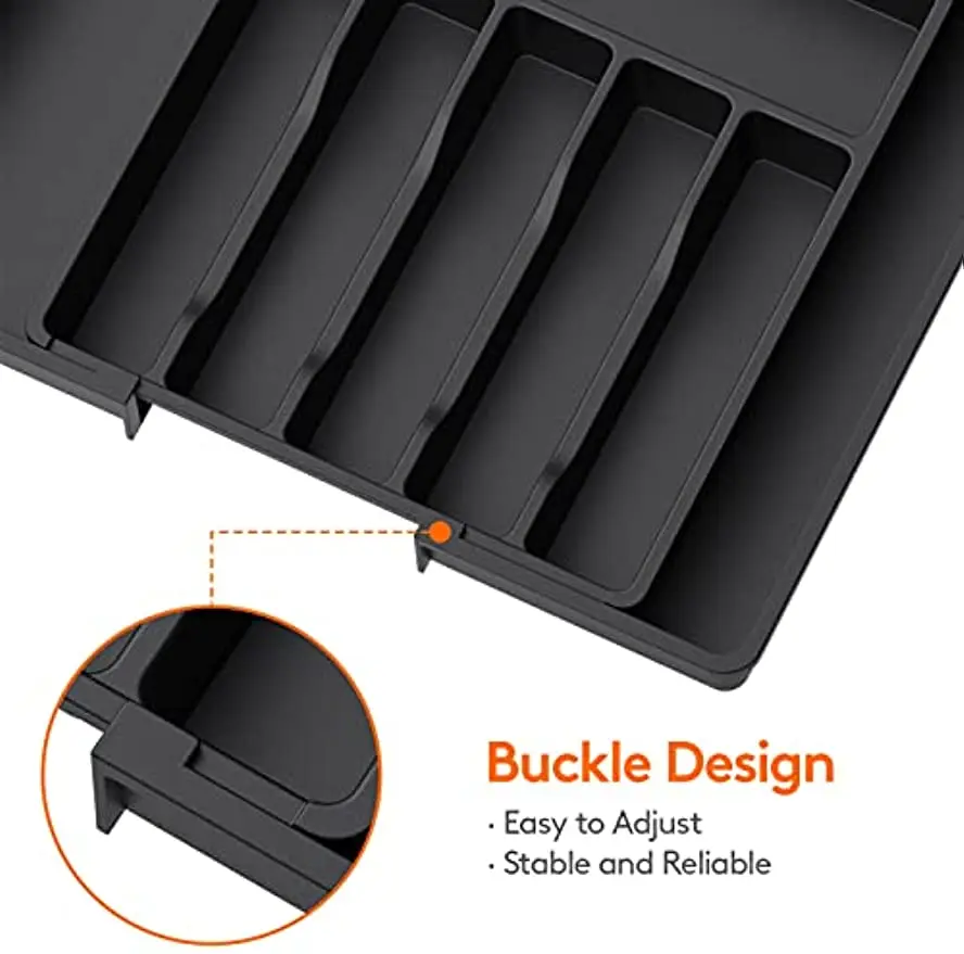 Silverware Organizer Lifewit Expandable Utensil Tray For Kitchen Adjustable Flatware and Cutlery Holder Black