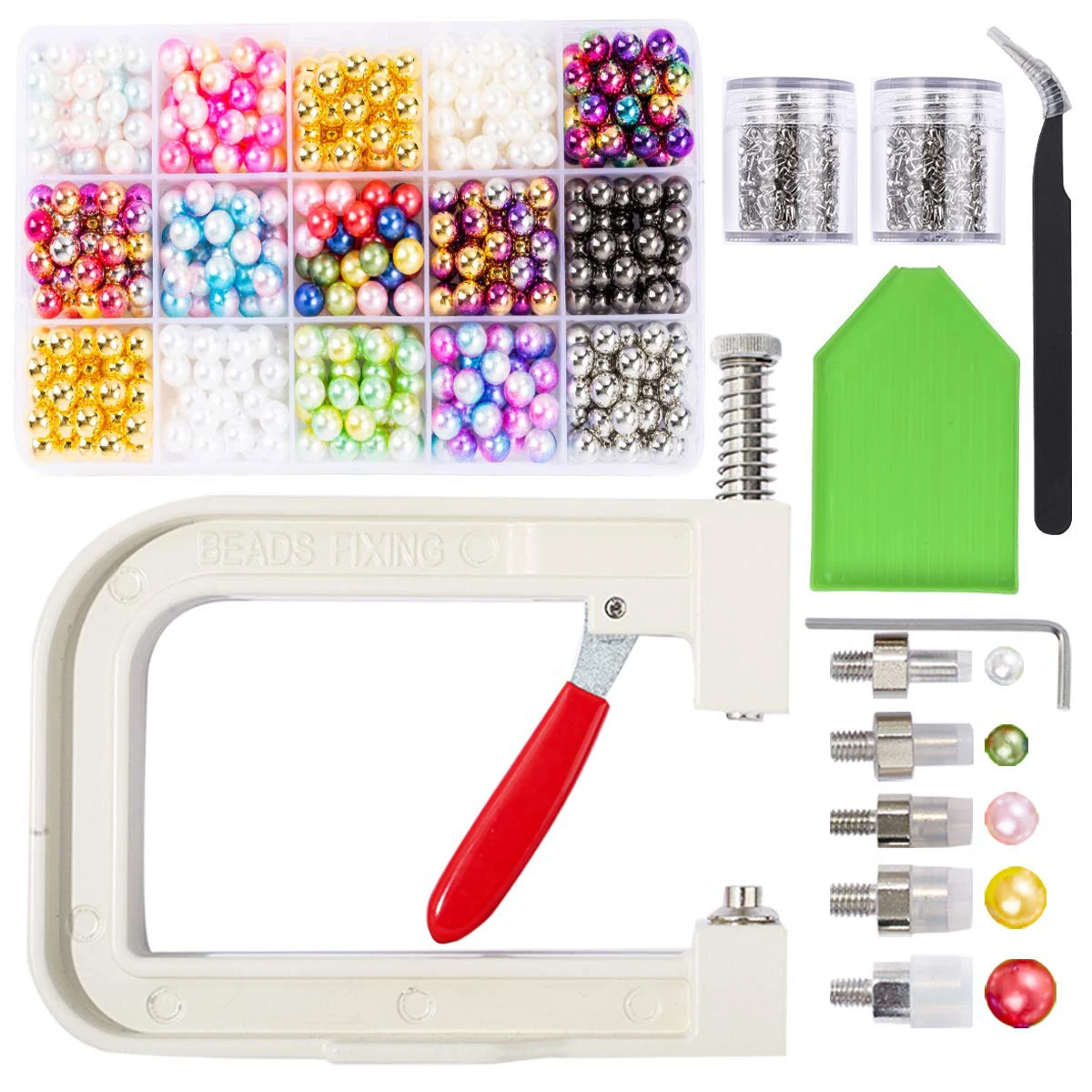 Pearl Setting Machine Tools Manual Punching DIY Handmade Beads Manual Pearl Machine Pearls Rivet Buttons for Hats/Shoes/Clothes pearl setting tools