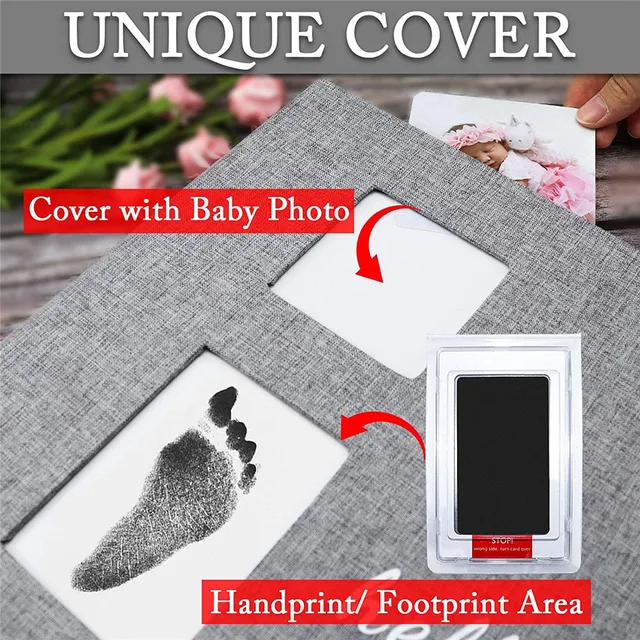 Book Handprint 4X6 Magnetic 2 Self Album Windows Footprint Photo Ragasztó Kit Fiú/Lány Scrapbook Pad Tinta Memóriája - Image 5