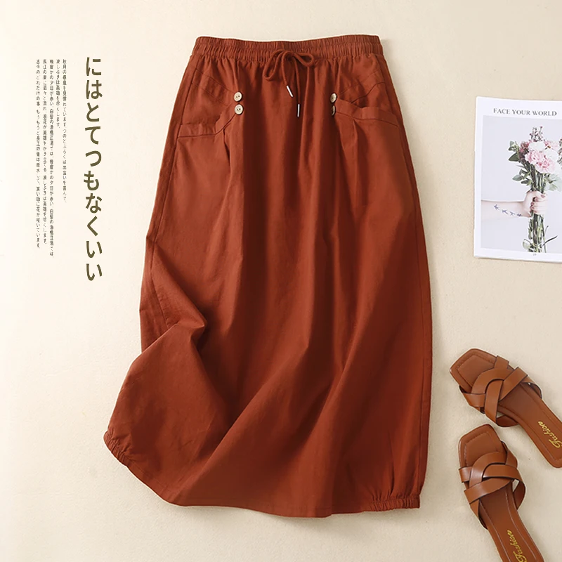 

Женская винтажная юбка на пуговицах, Повседневная облегающая офисная юбка средней длины с высокой талией и карманами, лето 2022