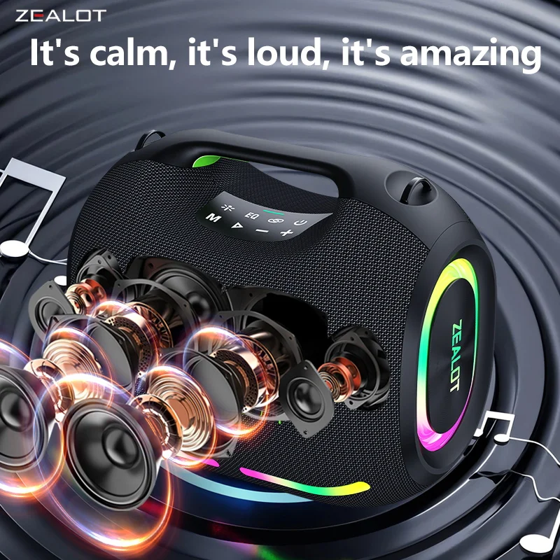 ZEALOT-ZE01 120W ワイヤレススピーカー Zealot ZE01 120W Wireless Speaker With Carry Handle, TWS