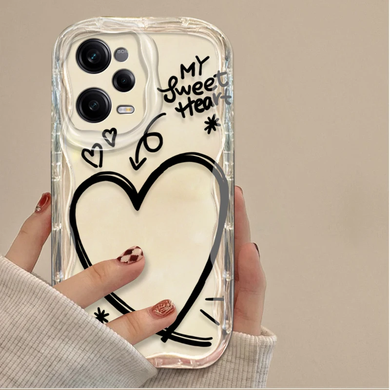 Line Love Heart 3D Wave Clear Phone Case Cover