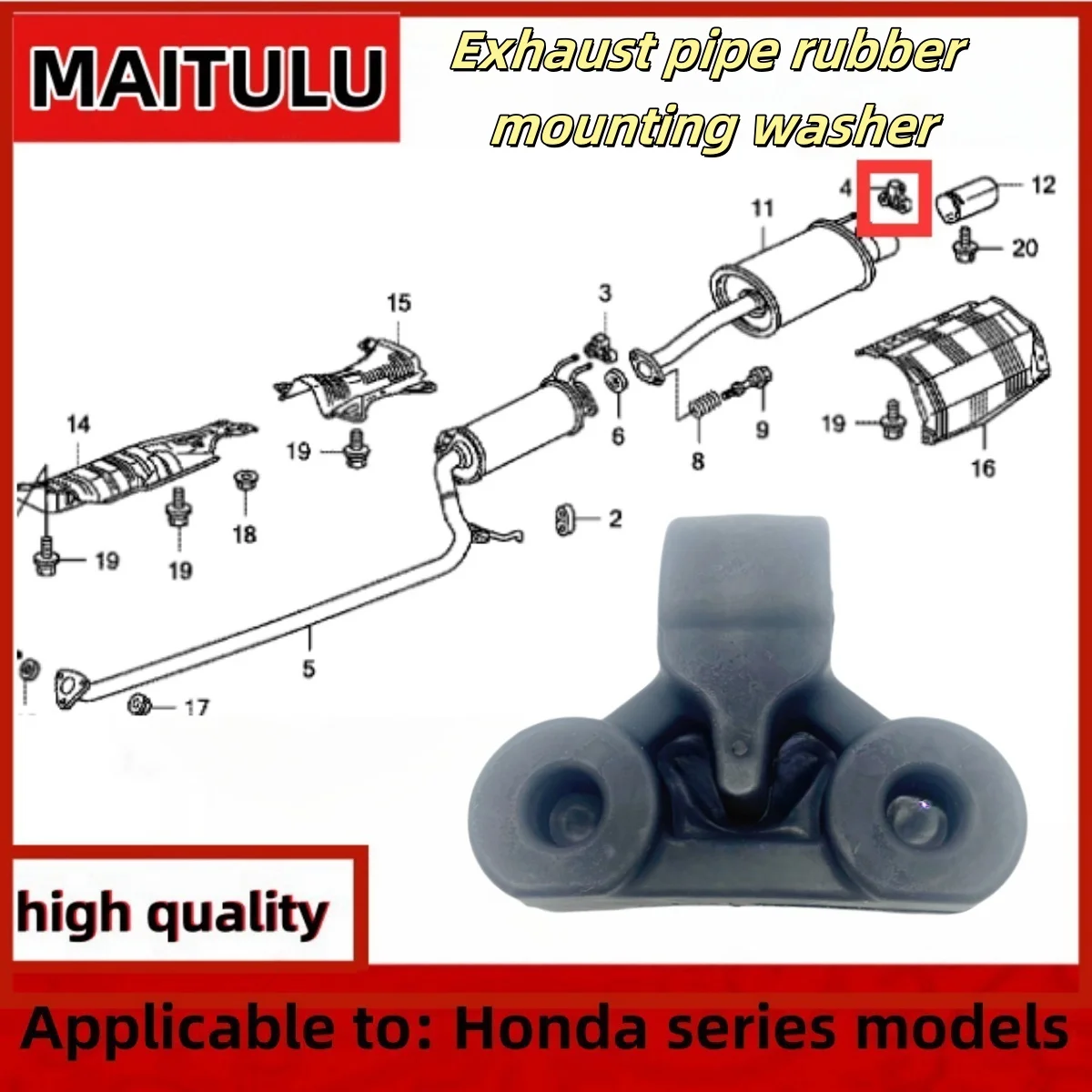 18215-SNA-A31 Exhaust Pipe Gasket Rubber Mounting For HONDA CIVIC FA1 FD1 FD2 2006-2011 CIVIC HYBRID FA3 2007-2011