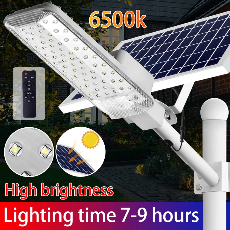 Solar Light High-Power 6500K LED Dusk to Dawn Waterproof LED Solar Street Light Backyard Street Lamps Security Flood Lighting 2