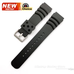Silicone Sport Watch Strap with Metal Buckle - Waterproof Diving Wristband - 20mm (Black)