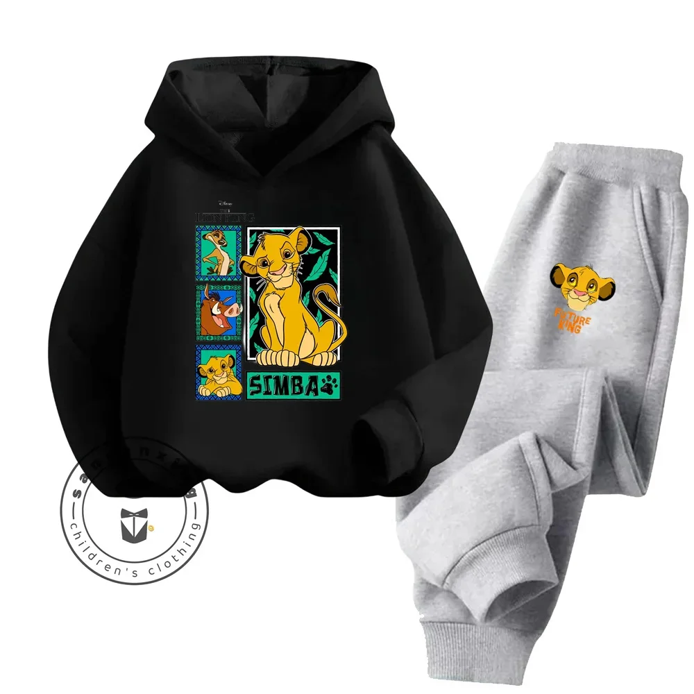 Children's Needle Hoodie + Pants 2-piece Spring and Fall Cartoon Lion King Children's Clothing Set Boys and Girls Sweatshirt Set 3