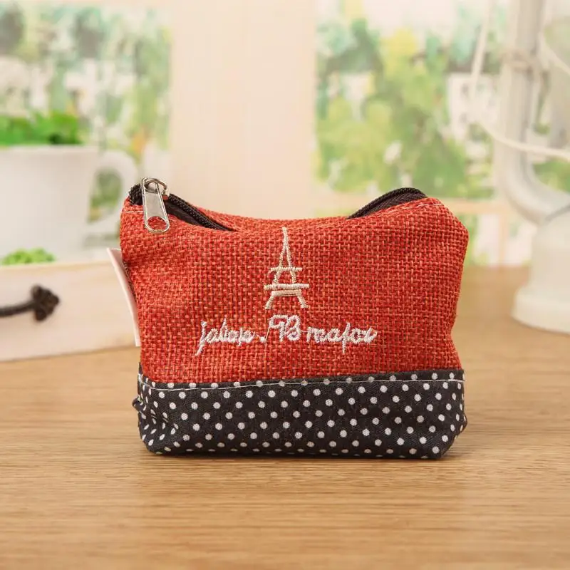 2pcs Rural Style Coin Bag Cotton Creative Canvas Coin Purse Key Case