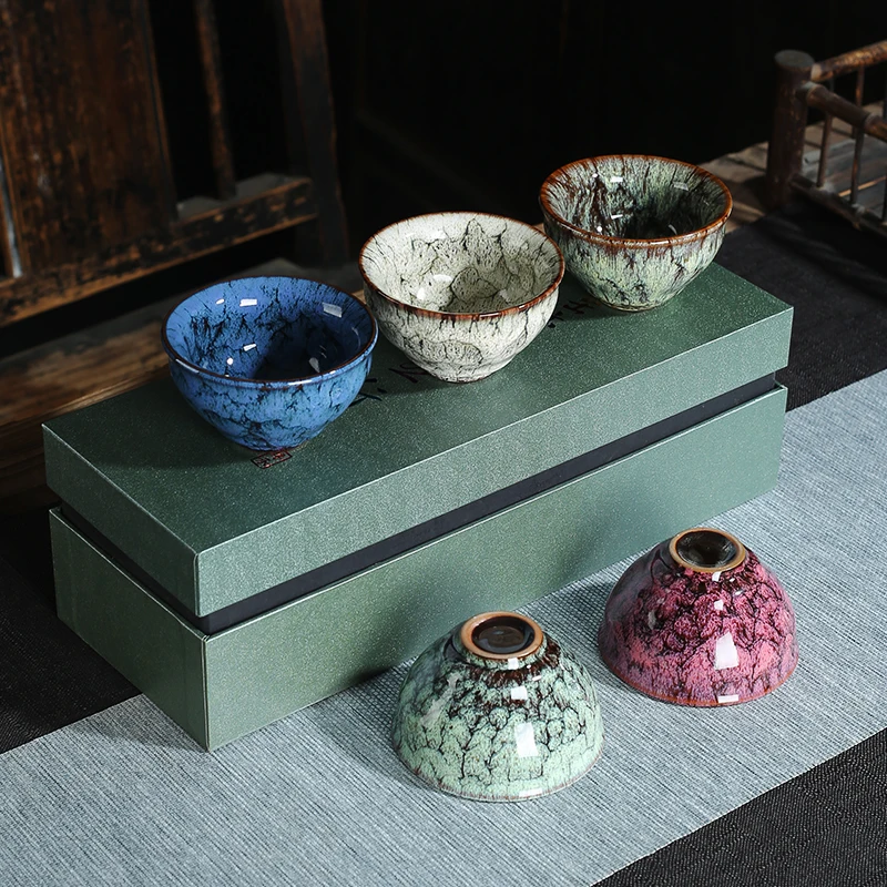 Ceramic Kungfu Tea Bowl Glazed Tea Cups Pu'er Master Cup 120ml Kitchen Teaware Household Set Accessories