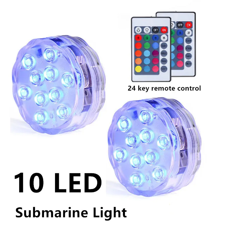 

Underwater 10leds RGB Submersible Light LED Night Light Swimming Pool Light for Outdoor Vase Fish Tank Pond Disco Wedding Party