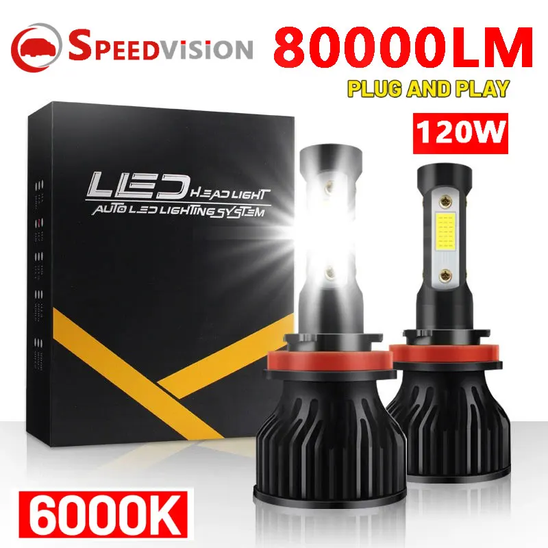 

H7 Led 3D 360 Canbus Car Headlights Bulbs 80000LM H11 H4 H1 HB3 9005 HB4 9006 9007120W Automotive Fog Lights CSP Turbo Mini Lamp