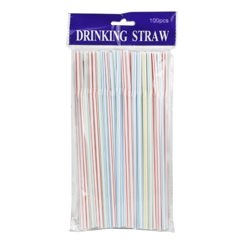 Convenient Drinking Straws disposable plastic straws 100 Pack Flexible Plastic Straws Throwaway