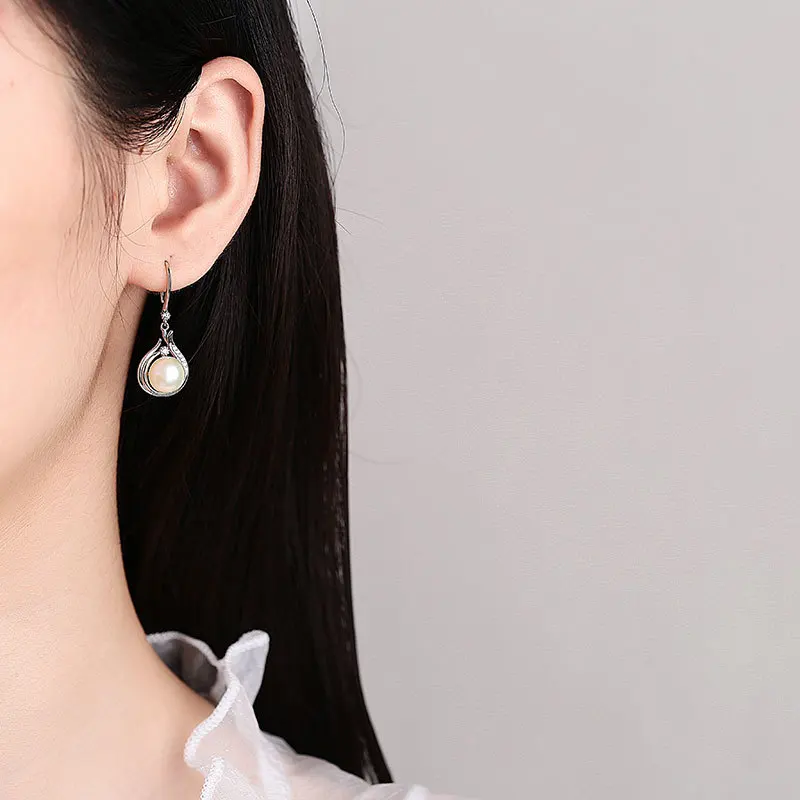 KOFSAC Exquisite Pearl Necklace Earrings for Women Vintage 925 Sterling Silver Jewelry Lady Zircon Flower Set Birthday Gifts