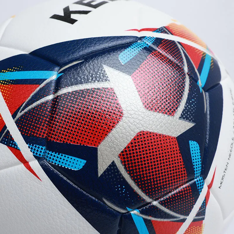 KELME Football Ball Professional Training Soccer Ball Thermal Bonding PU Size 4 Blue Red Indoor Low Bounce Soccer