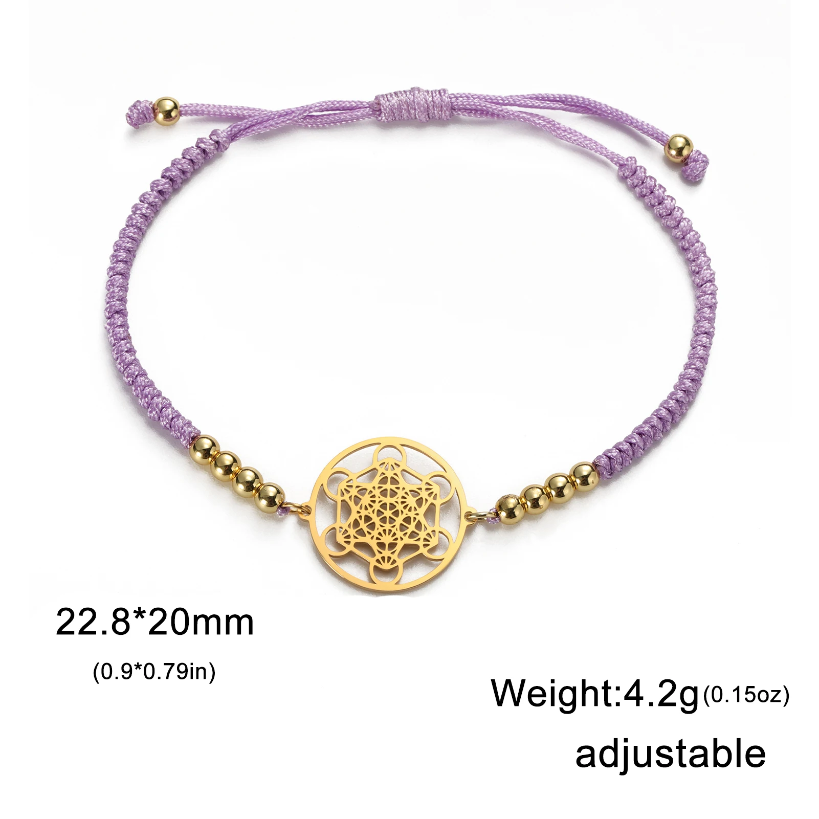Bracciale Cubo Di Metatron – Geometria Sacra, Regolabile Con Perline In Acciaio, Corda Rossa Intrecciata A Mano, Portafortuna Per Uomo E Donna - 2