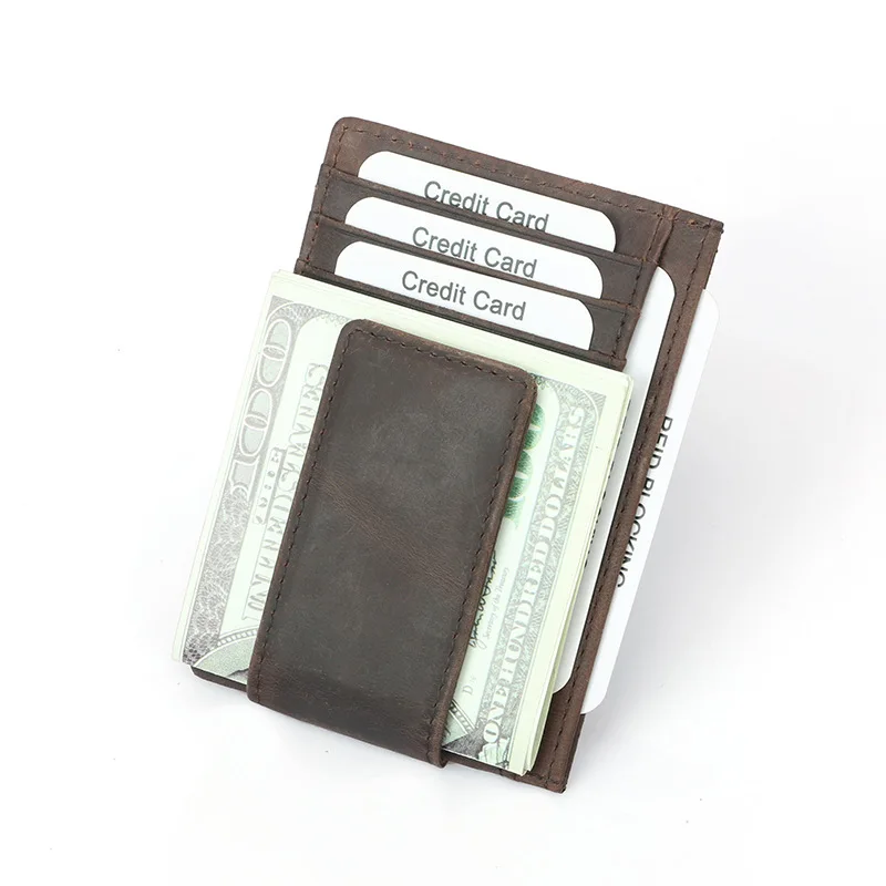 Slim RFID Blocking Leather Small Wallet Credit ID Card Case Purse Money Clip For Men Vintage Mini Cash Holder 6