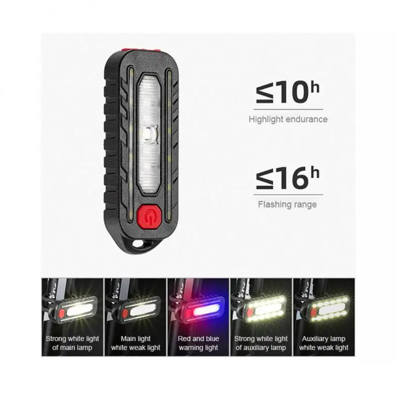 LED Red Blue Shoulder Police Light With Clip Multifunction USB Charging Bicycle Tail Light Flashing Warning Safety Flashlight