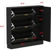 Shoe Storage Cabinet with 3 Flip Drawers & Locker, Wood Shoe Cabinet for Entryway, for Hallway Black and Gold (47.2”W x 9.5”D x 2