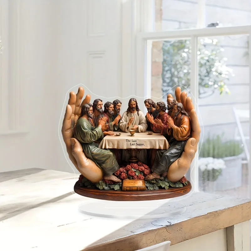 Last Supper Commemorative Plaque - Inspirational Christian Desk Altar for Home/Office, Meaningful Gift with Elegant Packaging