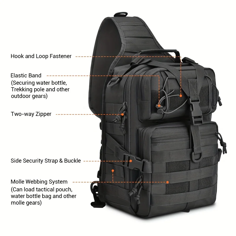 Tactical Sling Backpack Versatile Chest Bag Waterproof EDC Rucksack Bag for Outdoor Hiking Camping