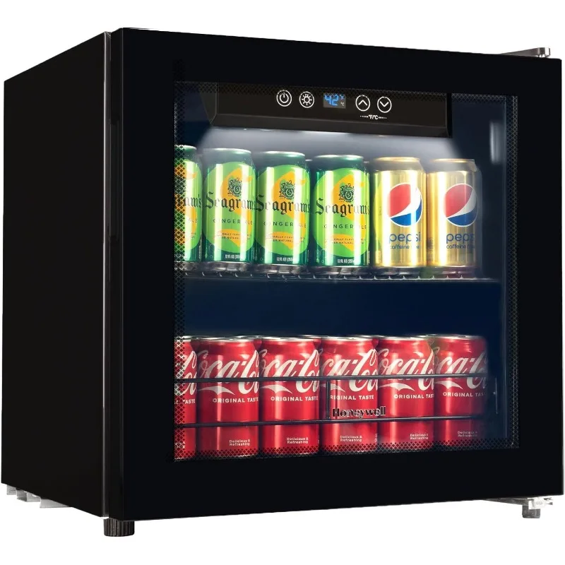 

Honeywell Beverage Refrigerator and Cooler, 48 Can Mini Fridge with Glass Door for Soda Beer or Wine for Office with Adjustable