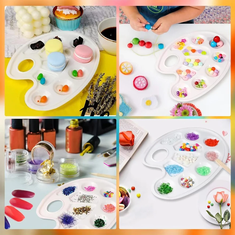 Paint Tray 3/8/10 Pack Oval Paint Tray Palettes Thumb Hole Plastic for DIY Painting