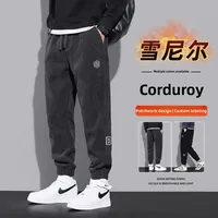 Men's Corduroy Casual Pants Fleece Lined Thick Winter Snow Velvet Sweatpants Spring Autumn Style Sport Trousers