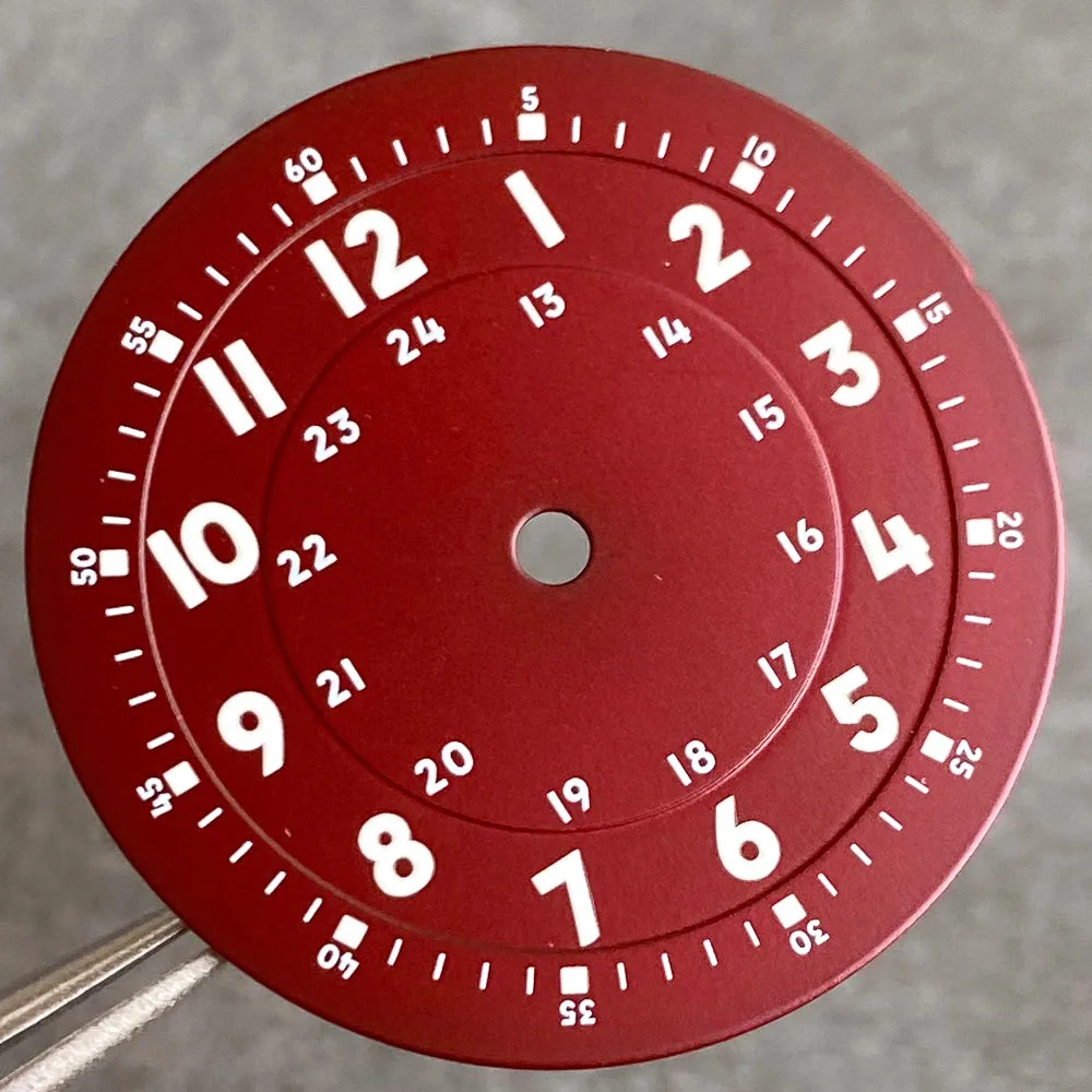 Brownish Red Field Watch Dial 29mm with Luminous Marks