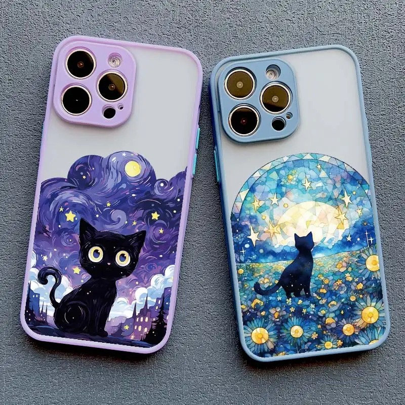 Starry Sky Cat Shockproof Phone Case Back Cover